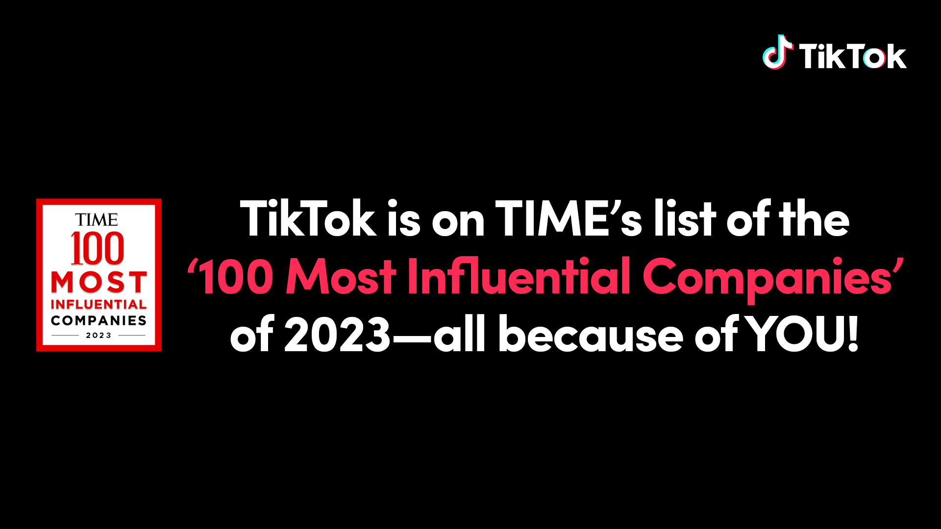 Celebrating with our community as one of TIME's 100 most influential  companies of 2023